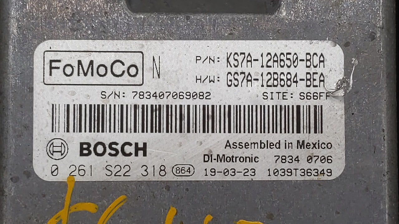 2017-2019 Ford Fusion PCM Engine Control Computer ECU ECM PCU OEM P/N:KS7A-12A650-BCA HS7A-12A650-ABB Fits Fits 2017 2018 20
