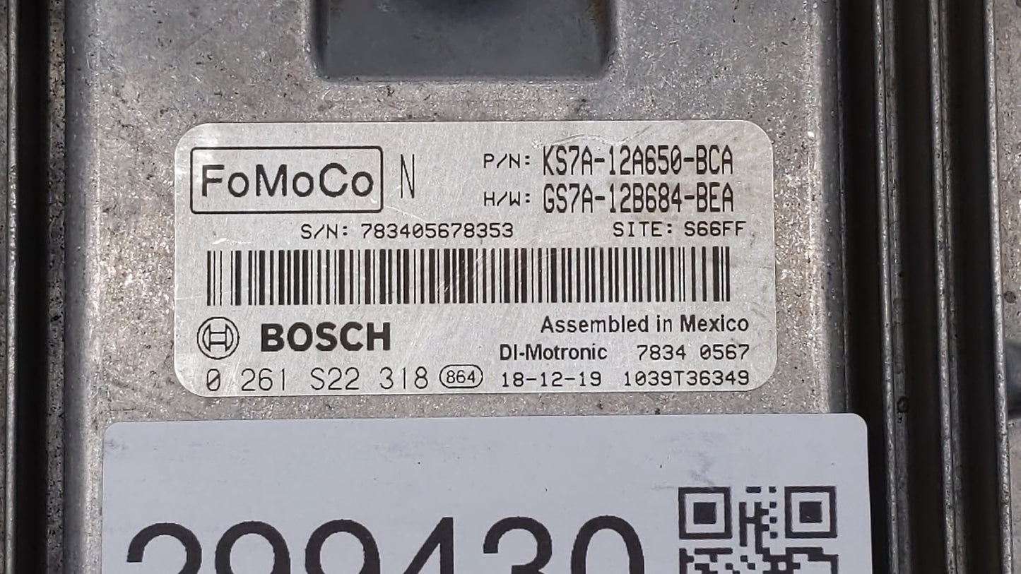2017-2019 Ford Fusion PCM Engine Control Computer ECU ECM PCU OEM P/N:KS7A-12A650-BCA HS7A-12A650-ABB Fits Fits 2017 2018 20