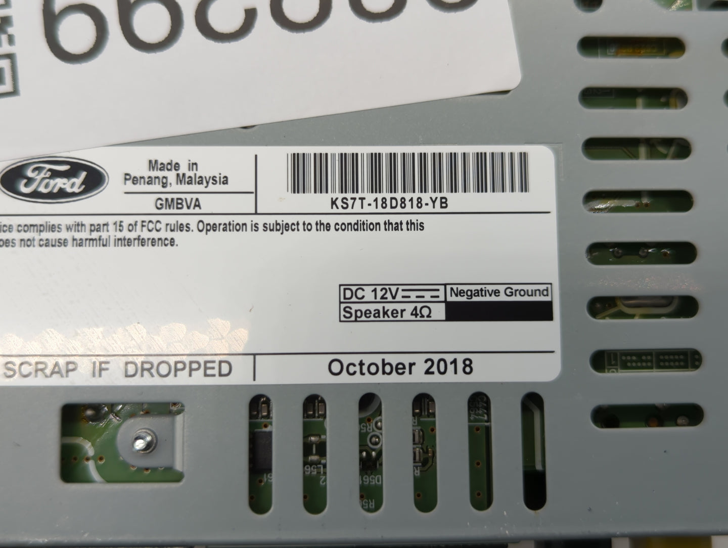 2019-2020 Ford Fusion Radio AM FM Cd Player Receiver Replacement P/N:KS7T-18D818-YB Fits Fits 2019 2020 OEM Used Auto Parts 