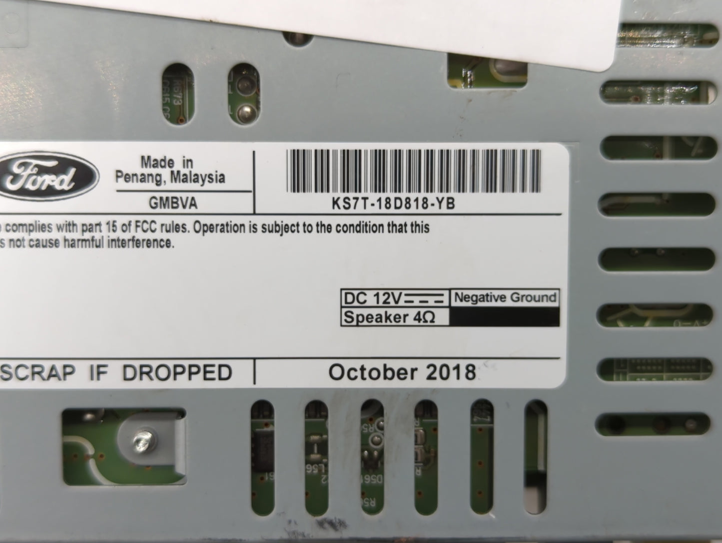 2019-2020 Ford Fusion Radio AM FM Cd Player Receiver Replacement P/N:KS7T-18D818-YB Fits Fits 2019 2020 OEM Used Auto Parts 