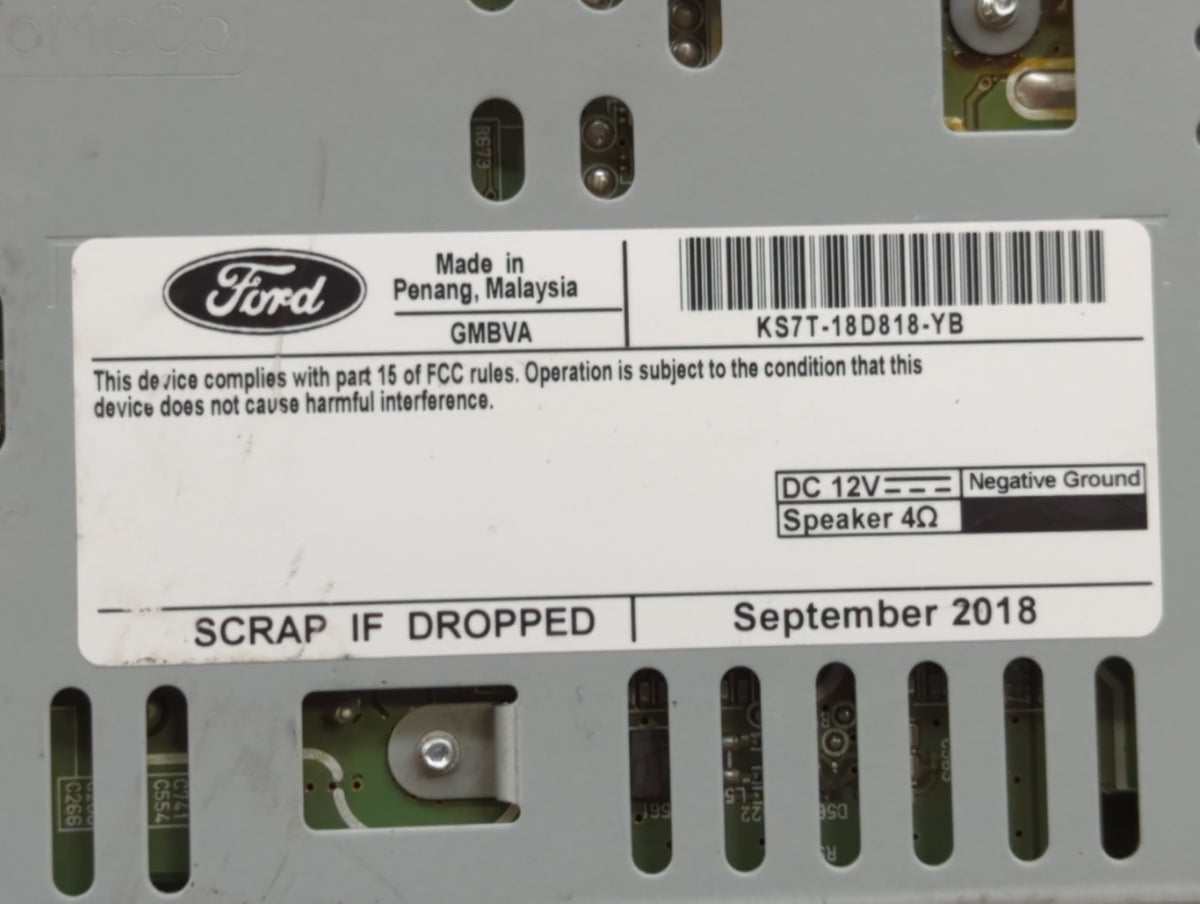 2019-2020 Ford Fusion Radio AM FM Cd Player Receiver Replacement P/N:KS7T-18D818-YC KS7T-18D818-YB Fits 2019 2020 OEM Used A
