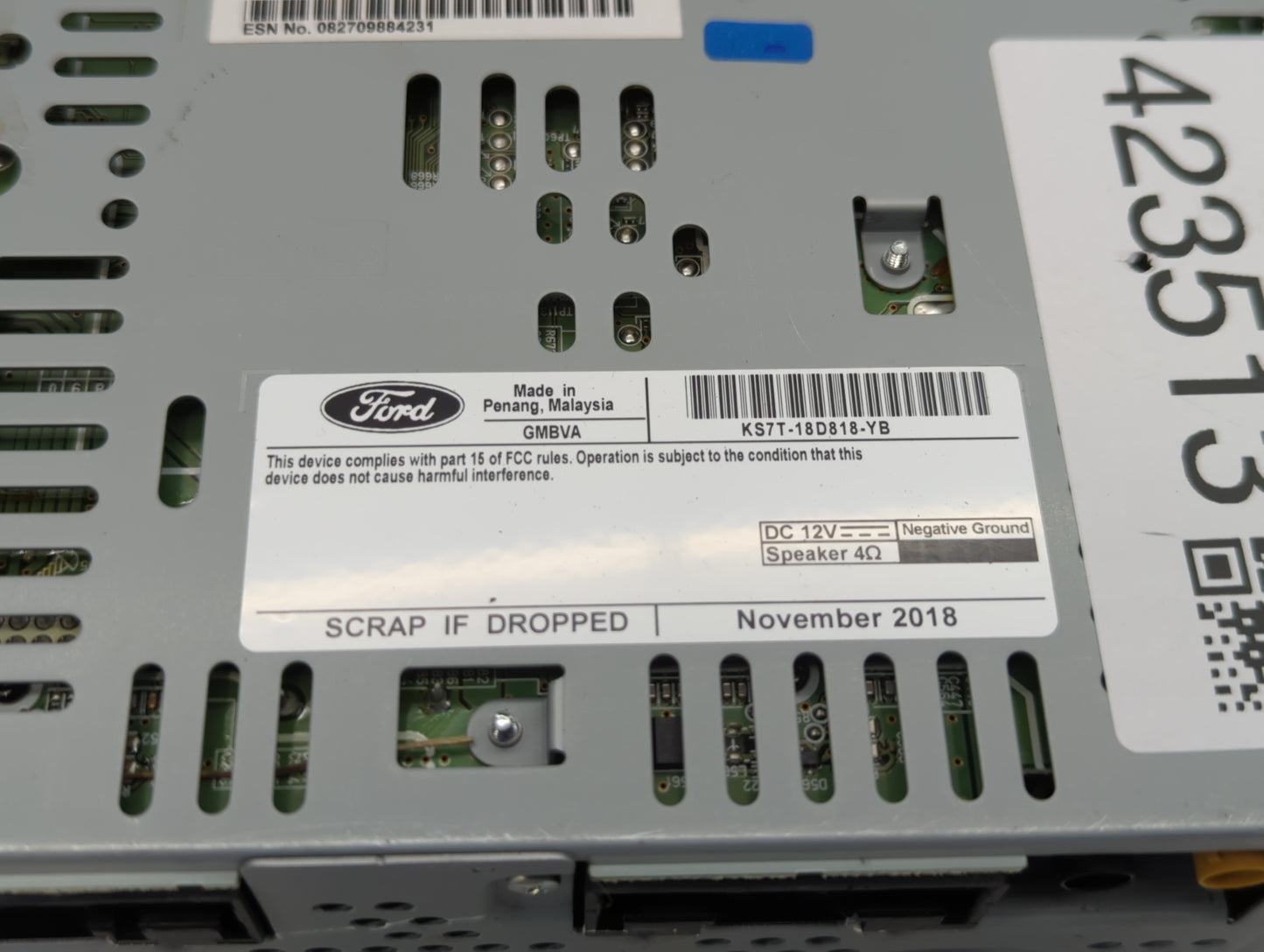 2019-2020 Ford Fusion Radio AM FM Cd Player Receiver Replacement P/N:KS7T-18D818-YC KS7T-18D818-YB Fits Fits 2019 2020 OEM U