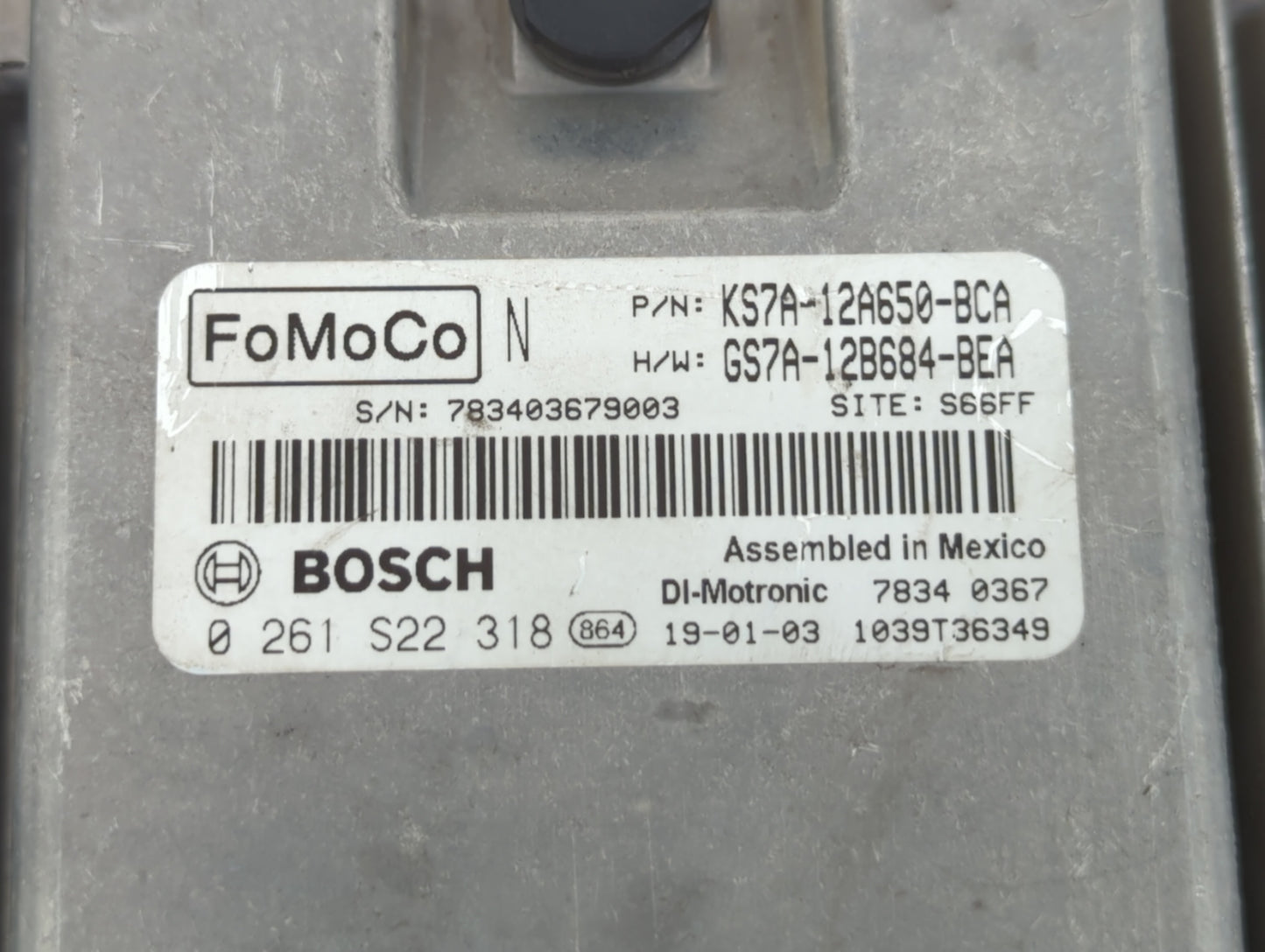 2017-2019 Ford Fusion PCM Engine Control Computer ECU ECM PCU OEM P/N:KS7A-12A650-BCA HS7A-12A650-ABB Fits Fits 2017 2018 20