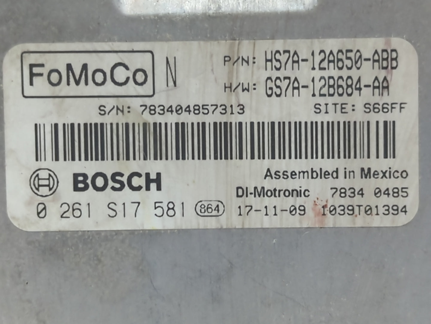 2017-2019 Ford Fusion PCM Engine Control Computer ECU ECM PCU OEM P/N:KS7A-12A650-BCA HS7A-12A650-ABB Fits Fits 2017 2018 20