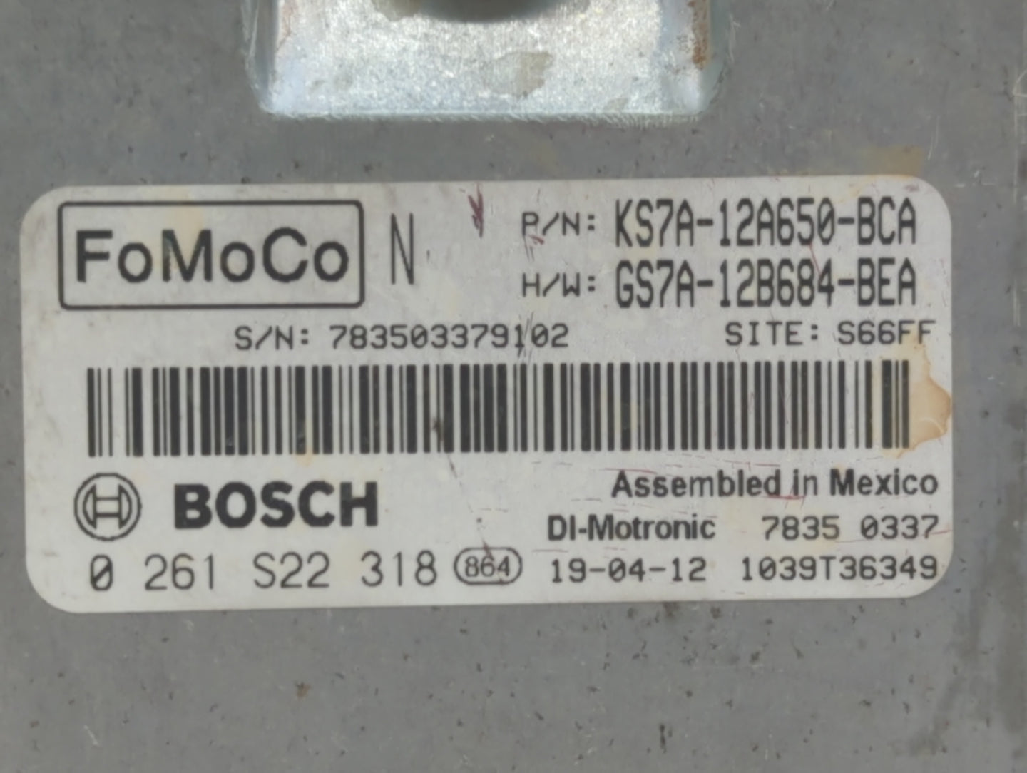 2017-2019 Ford Fusion PCM Engine Control Computer ECU ECM PCU OEM P/N:KS7A-12A650-BCA HS7A-12A650-ABB Fits Fits 2017 2018 20