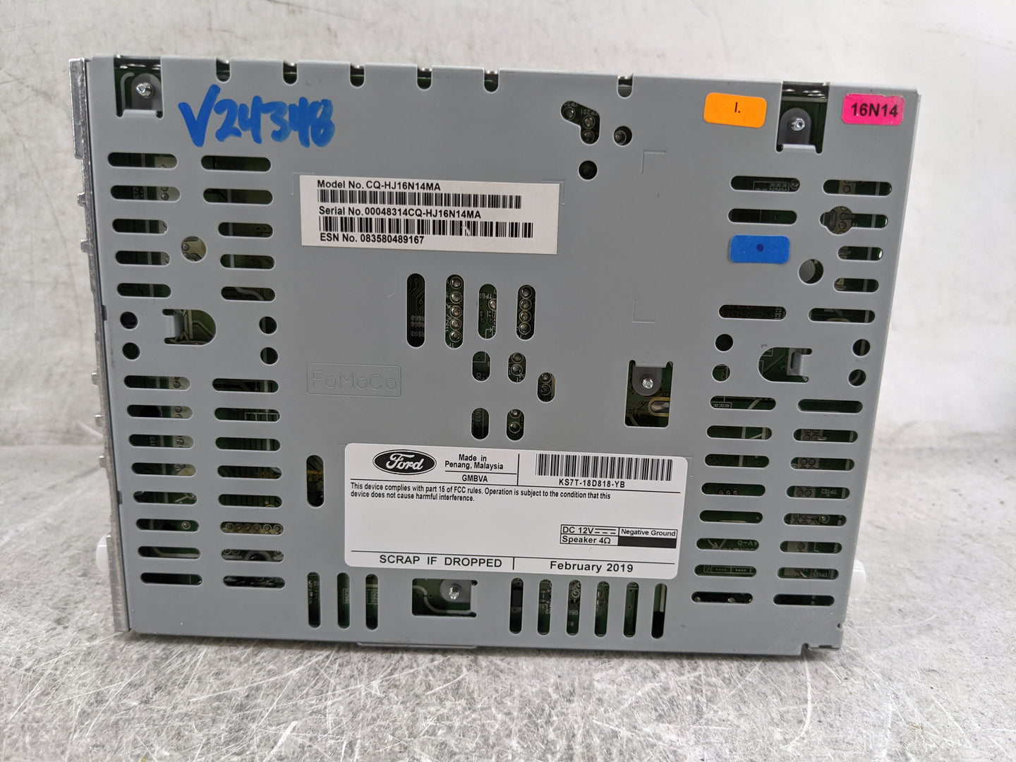 2019-2020 Ford Fusion Radio AM FM Cd Player Receiver Replacement P/N:CQ-HJ16N14MA KS7T-18D818-YB Fits Fits 2019 2020 OEM Use