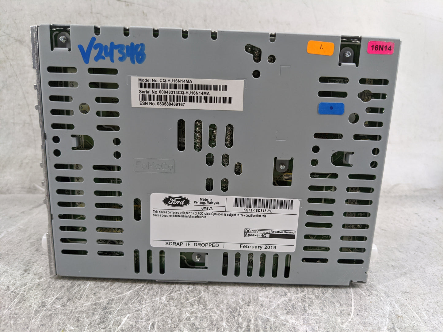 2019-2020 Ford Fusion Radio AM FM Cd Player Receiver Replacement P/N:CQ-HJ16N14MA KS7T-18D818-YB Fits Fits 2019 2020 OEM Use
