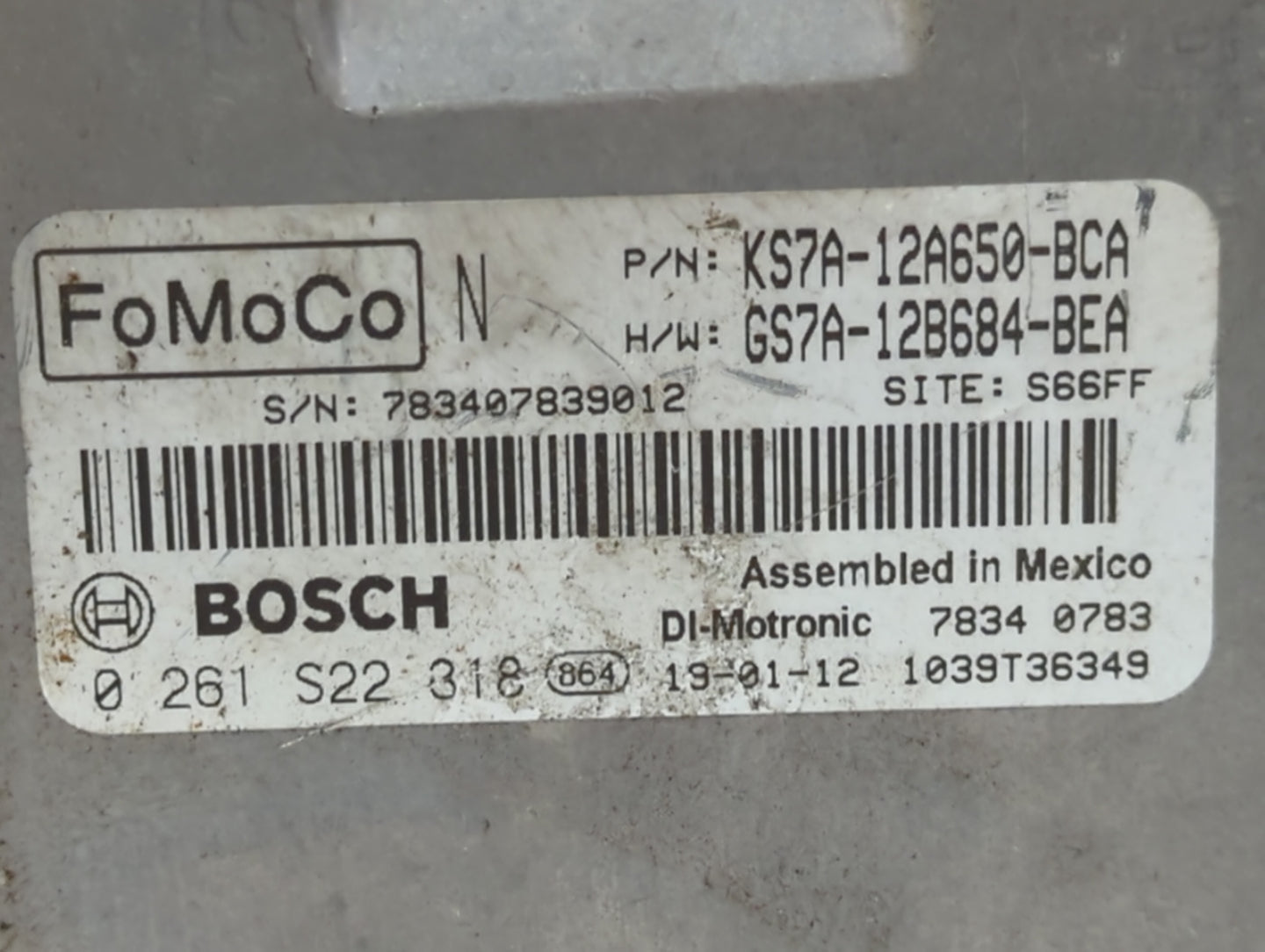 2017-2019 Ford Fusion PCM Engine Control Computer ECU ECM PCU OEM P/N:KS7A-12A650-BCA Fits Fits 2017 2018 2019 OEM Used Auto