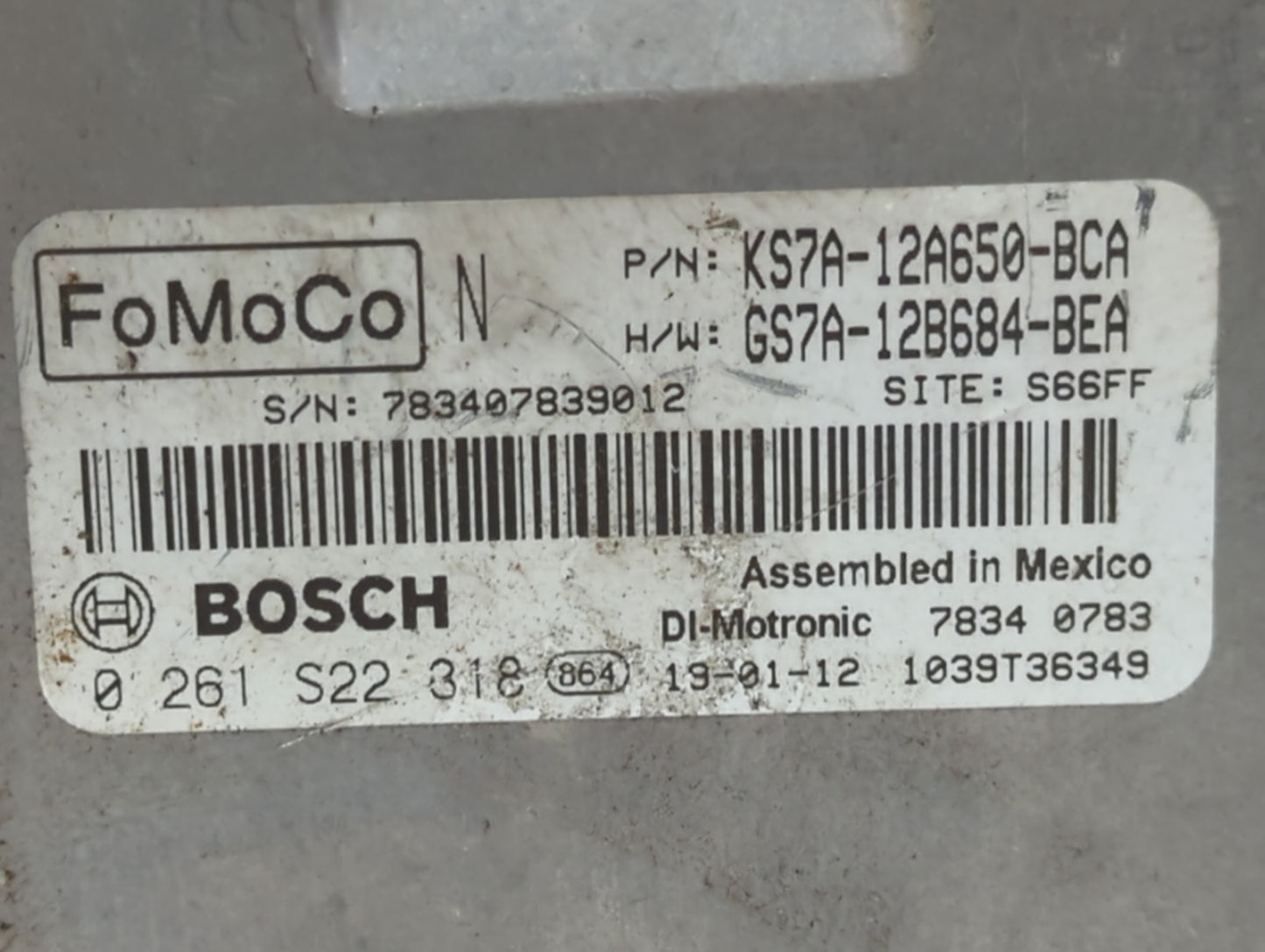 2017-2019 Ford Fusion PCM Engine Control Computer ECU ECM PCU OEM P/N:KS7A-12A650-BCA Fits Fits 2017 2018 2019 OEM Used Auto