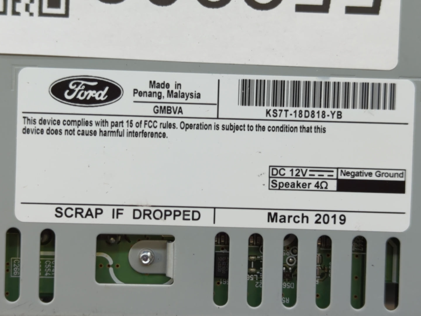 2019-2020 Ford Fusion Radio AM FM Cd Player Receiver Replacement P/N:KS7T-18D818-YB Fits Fits 2019 2020 OEM Used Auto Parts 