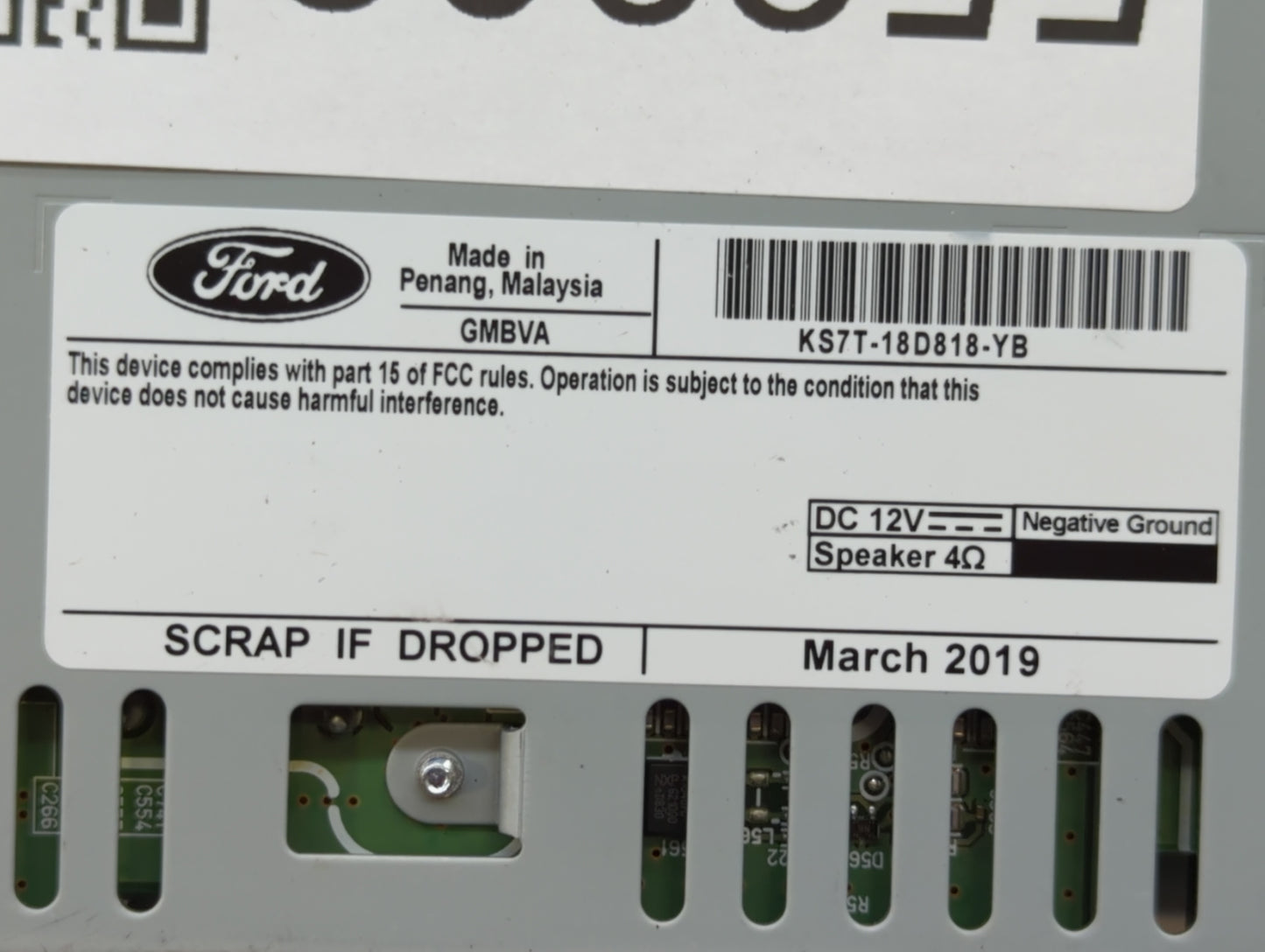 2019-2020 Ford Fusion Radio AM FM Cd Player Receiver Replacement P/N:KS7T-18D818-YB Fits Fits 2019 2020 OEM Used Auto Parts 