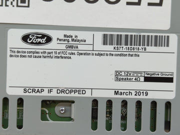2019-2020 Ford Fusion Radio AM FM Cd Player Receiver Replacement P/N:KS7T-18D818-YB Fits Fits 2019 2020 OEM Used Auto Parts
