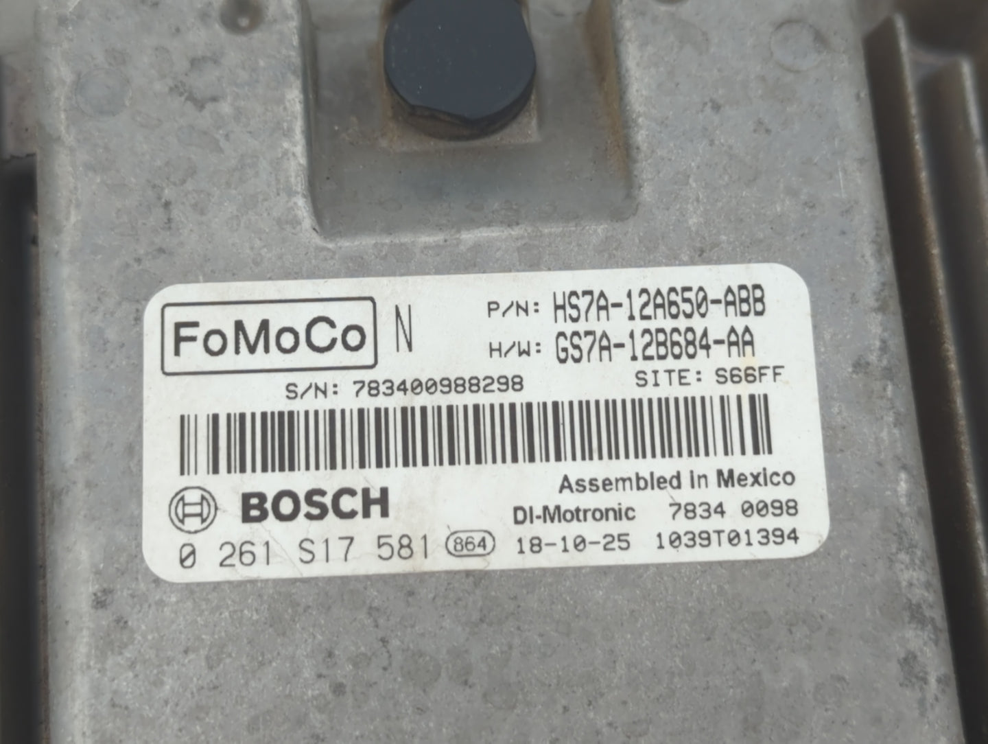 2017-2019 Ford Fusion PCM Engine Control Computer ECU ECM PCU OEM P/N:HS7A-12A650-ABB Fits Fits 2017 2018 2019 OEM Used Auto