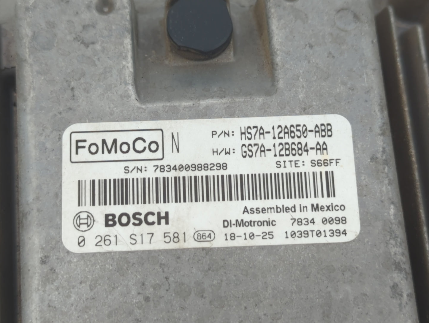 2017-2019 Ford Fusion PCM Engine Control Computer ECU ECM PCU OEM P/N:HS7A-12A650-ABB Fits Fits 2017 2018 2019 OEM Used Auto