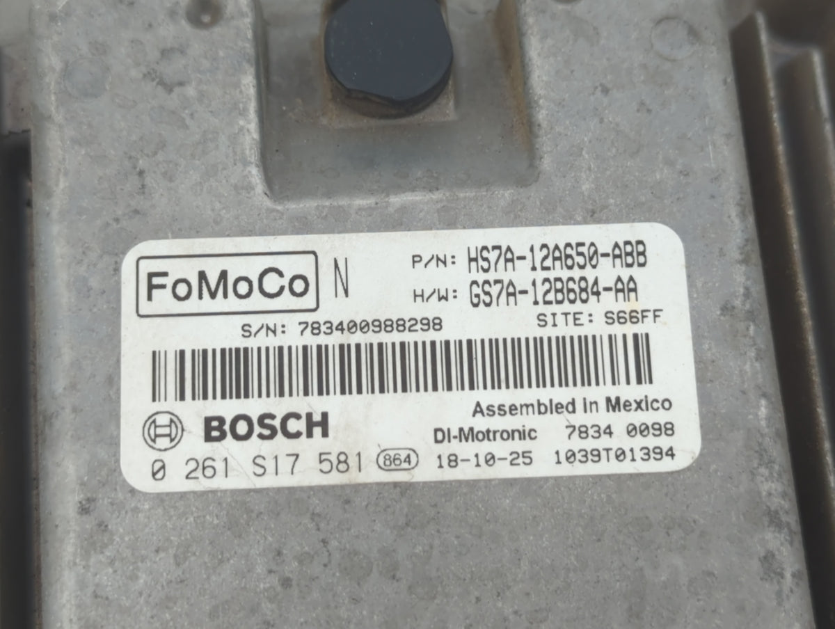 2017-2019 Ford Fusion PCM Engine Control Computer ECU ECM PCU OEM P/N:HS7A-12A650-ABB Fits 2017 2018 2019 OEM Used Auto Part
