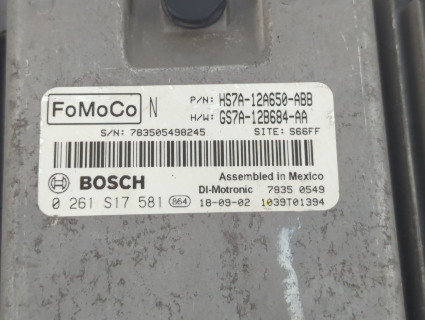 2017-2019 Ford Fusion PCM Engine Control Computer ECU ECM PCU OEM P/N:HS7A-12A650-ABB Fits Fits 2017 2018 2019 OEM Used Auto