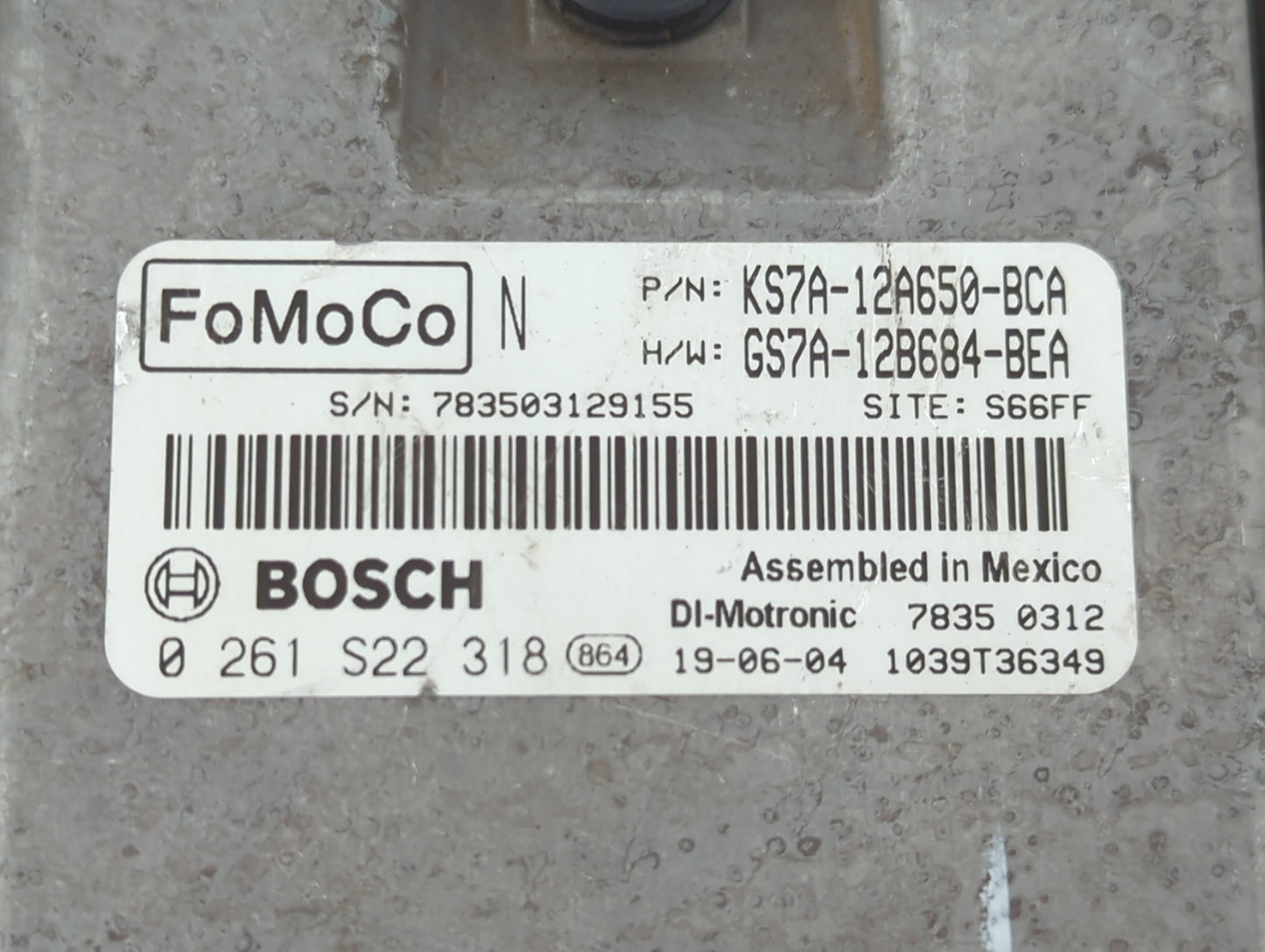 2017-2019 Ford Fusion PCM Engine Control Computer ECU ECM PCU OEM P/N:GS7A-12B684-BEA KS7A-12A650-BCA Fits Fits 2017 2018 20