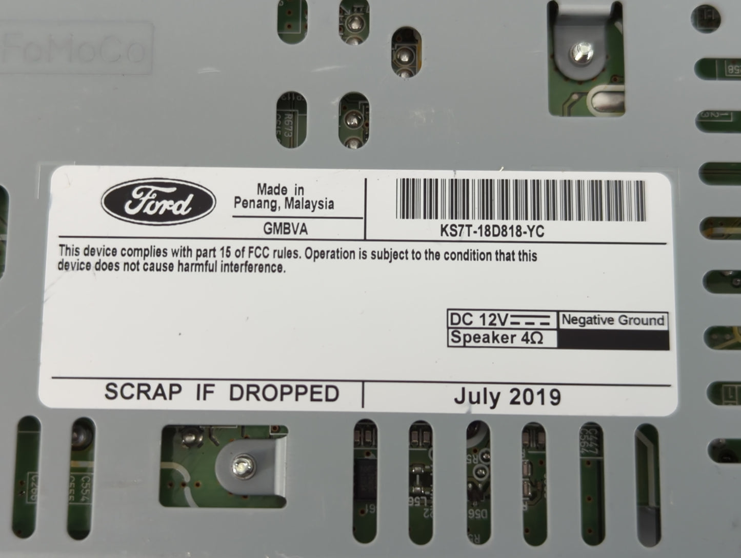2017-2020 Ford Fusion Radio AM FM Cd Player Receiver Replacement P/N:KS7T-18D818-YC Fits Fits 2017 2018 2019 2020 OEM Used A
