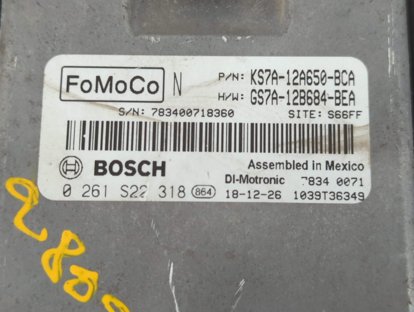 2017-2019 Ford Fusion PCM Engine Control Computer ECU ECM PCU OEM P/N:GS7A-12B684-BEA KS7A-12A650-BCA Fits Fits 2017 2018 20