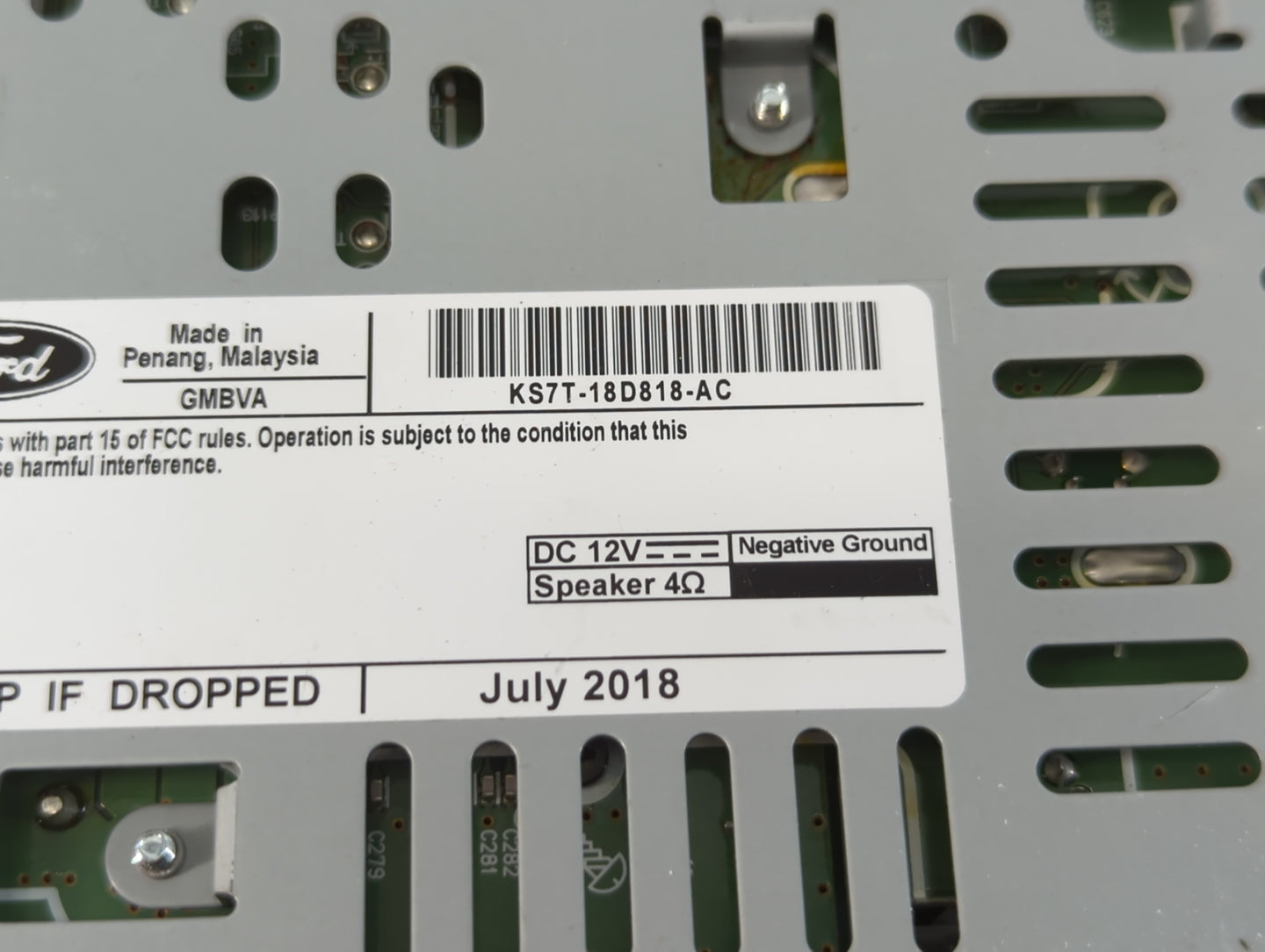 2019 Ford Fusion Radio AM FM Cd Player Receiver Replacement P/N:KS7T-18D818-AC Fits OEM Used Auto Parts - Oemusedautoparts1.