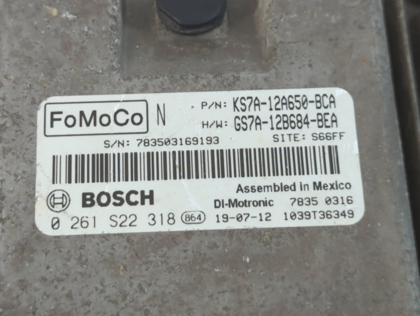 2017-2019 Ford Fusion PCM Engine Control Computer ECU ECM PCU OEM P/N:KS7A-12A650-BCA GS7A-12B684-BEA Fits Fits 2017 2018 20