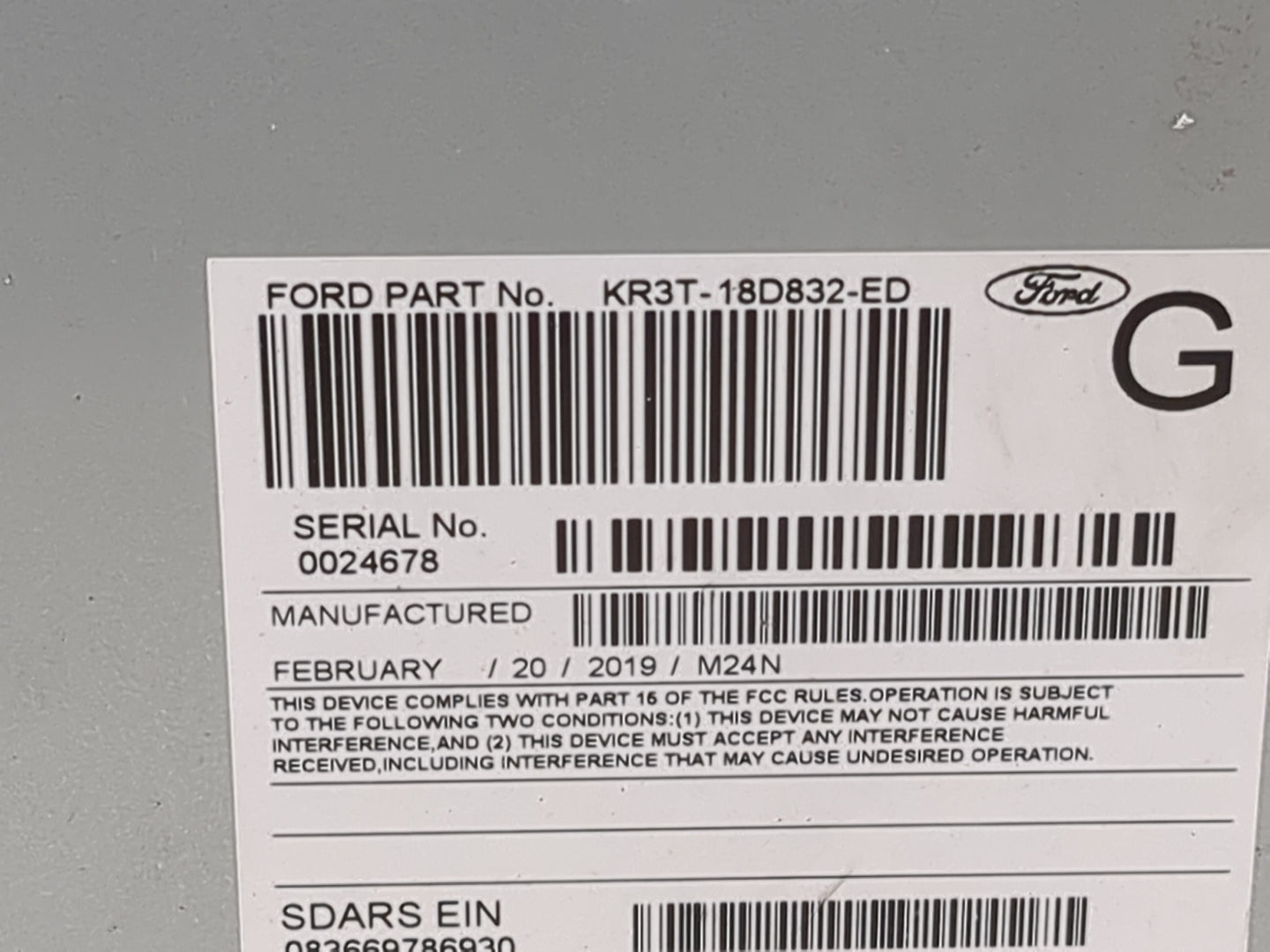 2019 Ford Mustang Radio AM FM Cd Player Receiver Replacement P/N:RU-751S-C KR3T-18D832-ED, S6YK3 Fits OEM Used Auto Parts - 