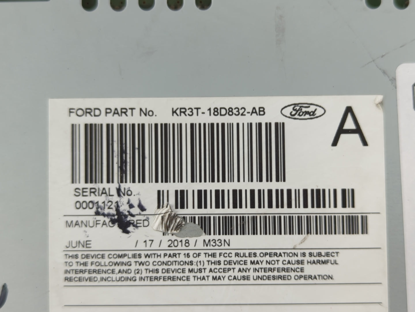 2019-2022 Ford Mustang Radio AM FM Cd Player Receiver Replacement P/N:KR3T-18D832-AB Fits Fits 2019 2020 2021 2022 OEM Used 