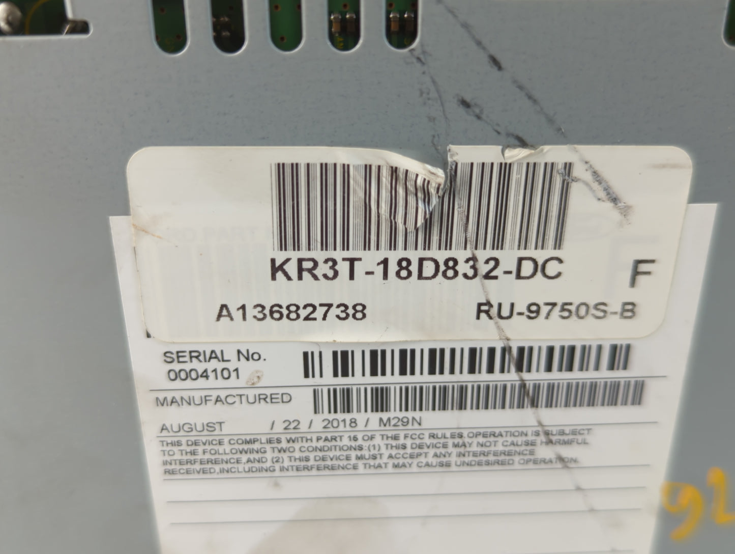 2019-2022 Ford Mustang Radio AM FM Cd Player Receiver Replacement P/N:KR3T-18D832-DC Fits Fits 2019 2020 2021 2022 OEM Used 