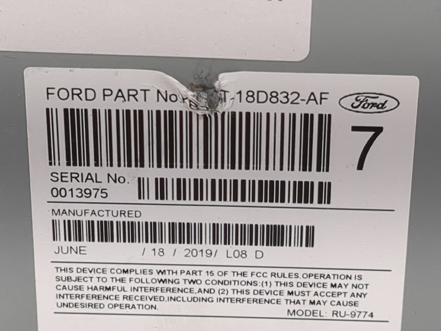 2019-2022 Ford Ranger Radio AM FM Cd Player Receiver Replacement P/N:KB3T-18D832-AF RU-9774C-B Fits Fits 2019 2020 2021 2022