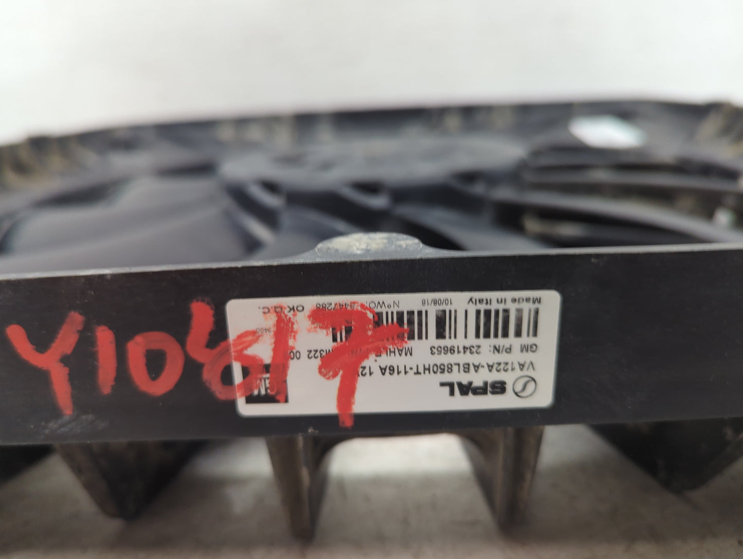 2017-2019 Gmc Acadia Electric Radiator Cooling Fan Motor Assembly P/N:VA122A-ABL860HT-116A 23419653 Fits Fits 2017 2018 2019