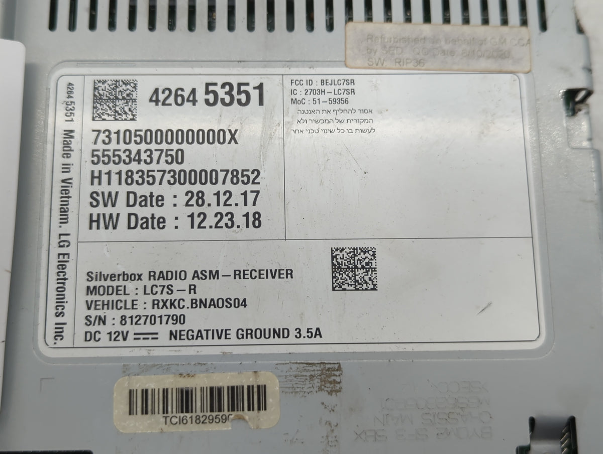2018-2019 Gmc Sierra 1500 Am Fm Cd Player Radio Receiver - Oemusedautoparts1.com