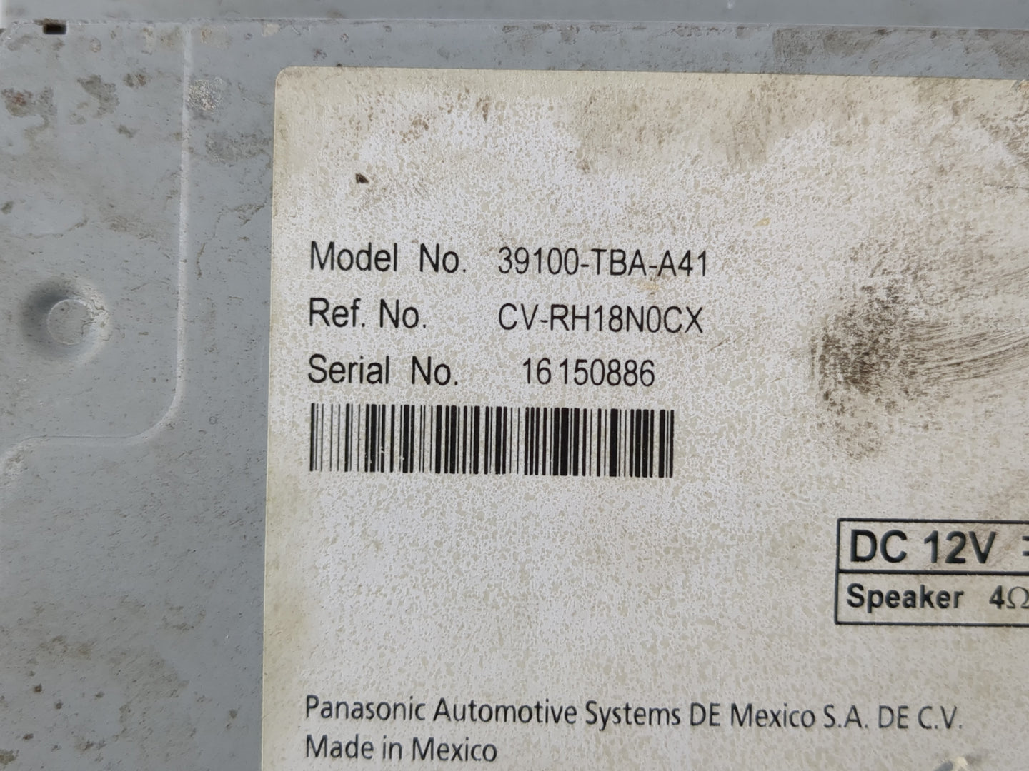 2019-2020 Honda Civic Radio AM FM Cd Player Receiver Replacement P/N:39100-TBA-A41 Fits Fits 2019 2020 OEM Used Auto Parts -