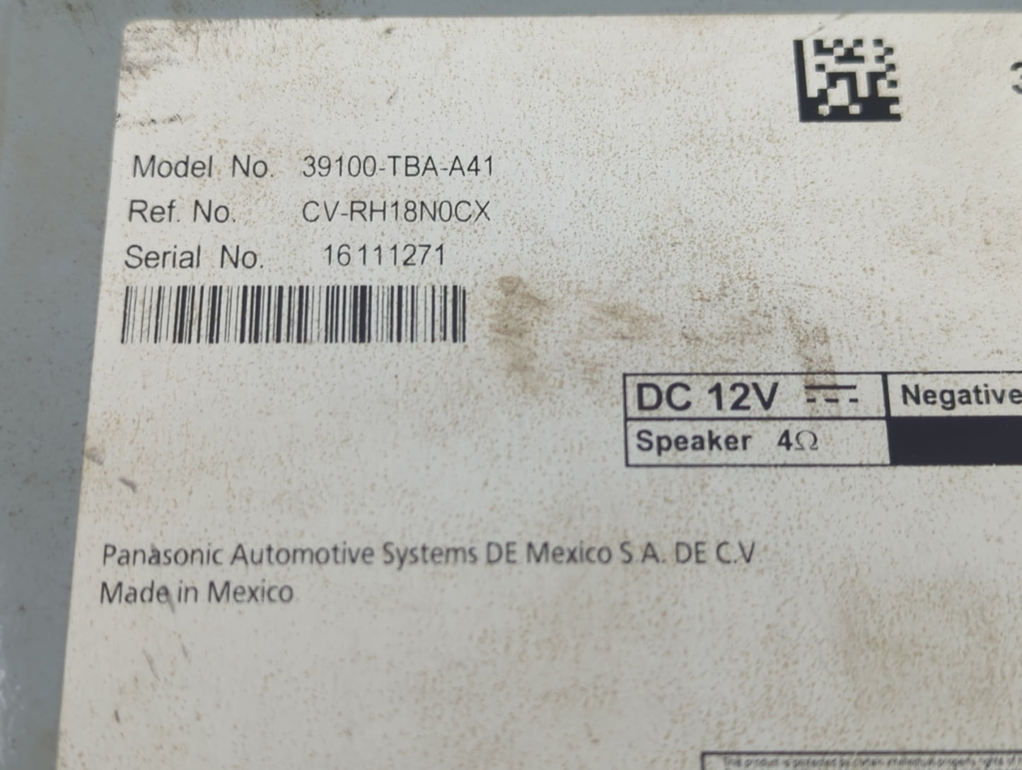 2019-2021 Honda Civic Radio AM FM Cd Player Receiver Replacement P/N:39100-TBA-A41 Fits Fits 2019 2020 2021 OEM Used Auto Pa