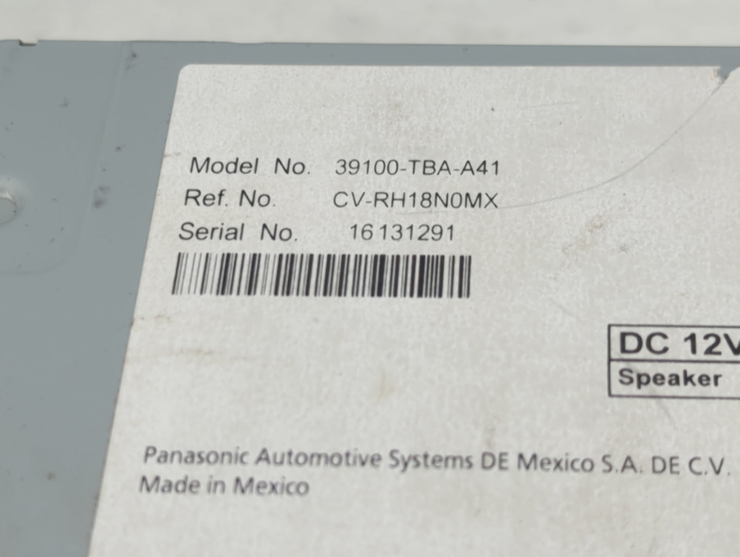 2019-2021 Honda Civic Radio AM FM Cd Player Receiver Replacement P/N:39100-TBA-A41 Fits Fits 2019 2020 2021 OEM Used Auto Pa