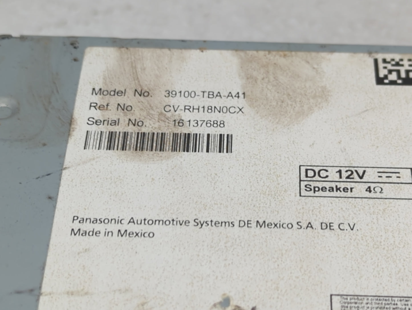 2019-2021 Honda Civic Radio AM FM Cd Player Receiver Replacement P/N:39100-TBA-A41 Fits Fits 2019 2020 2021 OEM Used Auto Pa