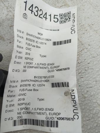 compare product 2019-2020 Honda Civic Fusebox Fuse Box Panel Relay Module P/N:TBA-A010 TBA A210 A2 Fits Fits 2019 2020 OEM Used Auto Parts
