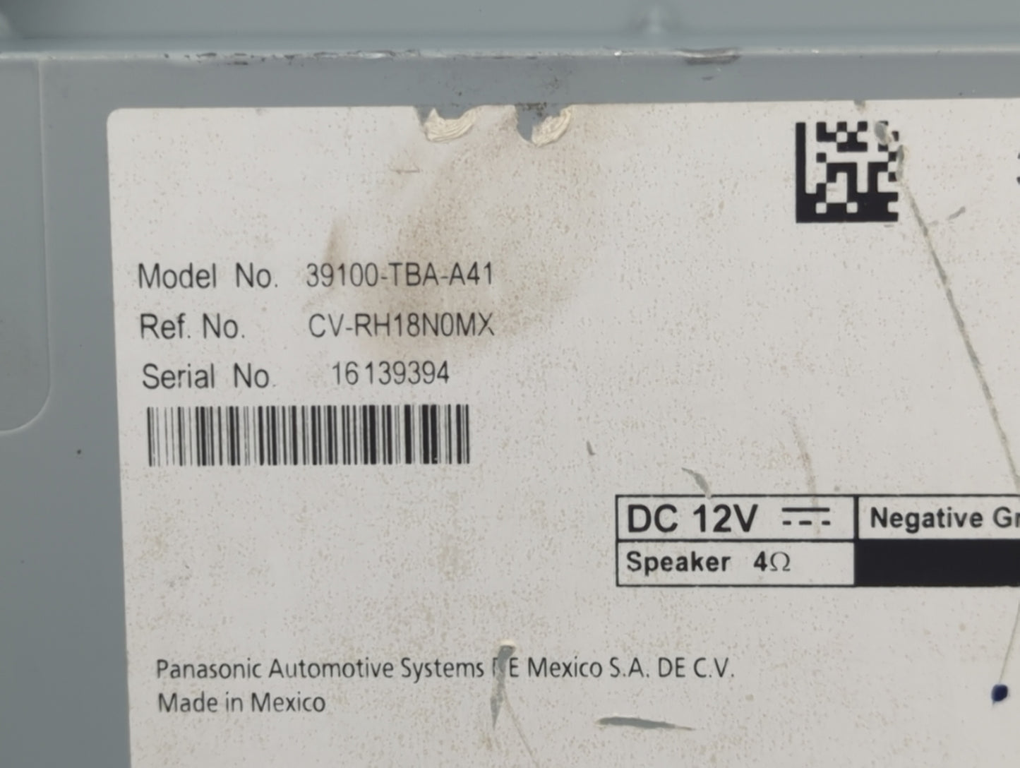 2019-2021 Honda Civic Radio AM FM Cd Player Receiver Replacement P/N:39100-TBA-A41 CV-RH18N0MX Fits Fits 2019 2020 2021 OEM 