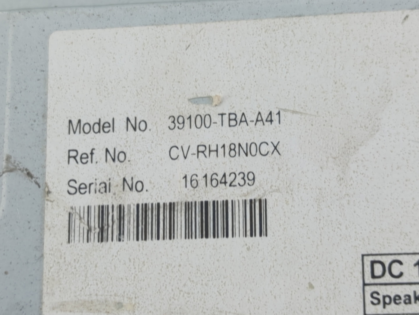 2019-2021 Honda Civic Radio AM FM Cd Player Receiver Replacement P/N:39100-TBA-A41 Fits Fits 2019 2020 2021 OEM Used Auto Pa