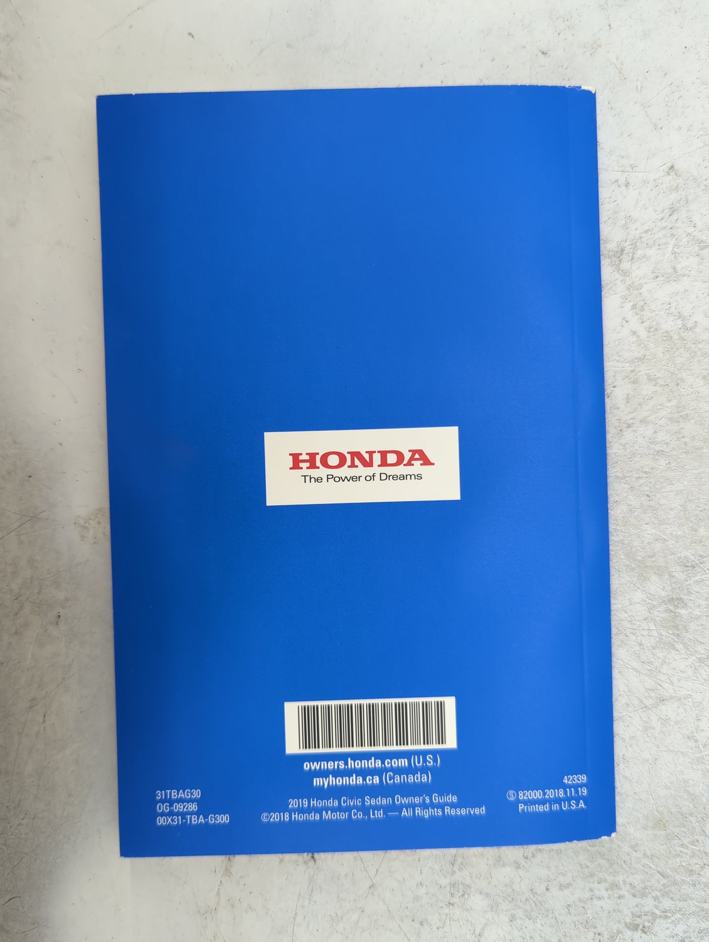 2019 Honda Civic Owners Manual Book Guide OEM Used Auto Parts - Oemusedautoparts1.com