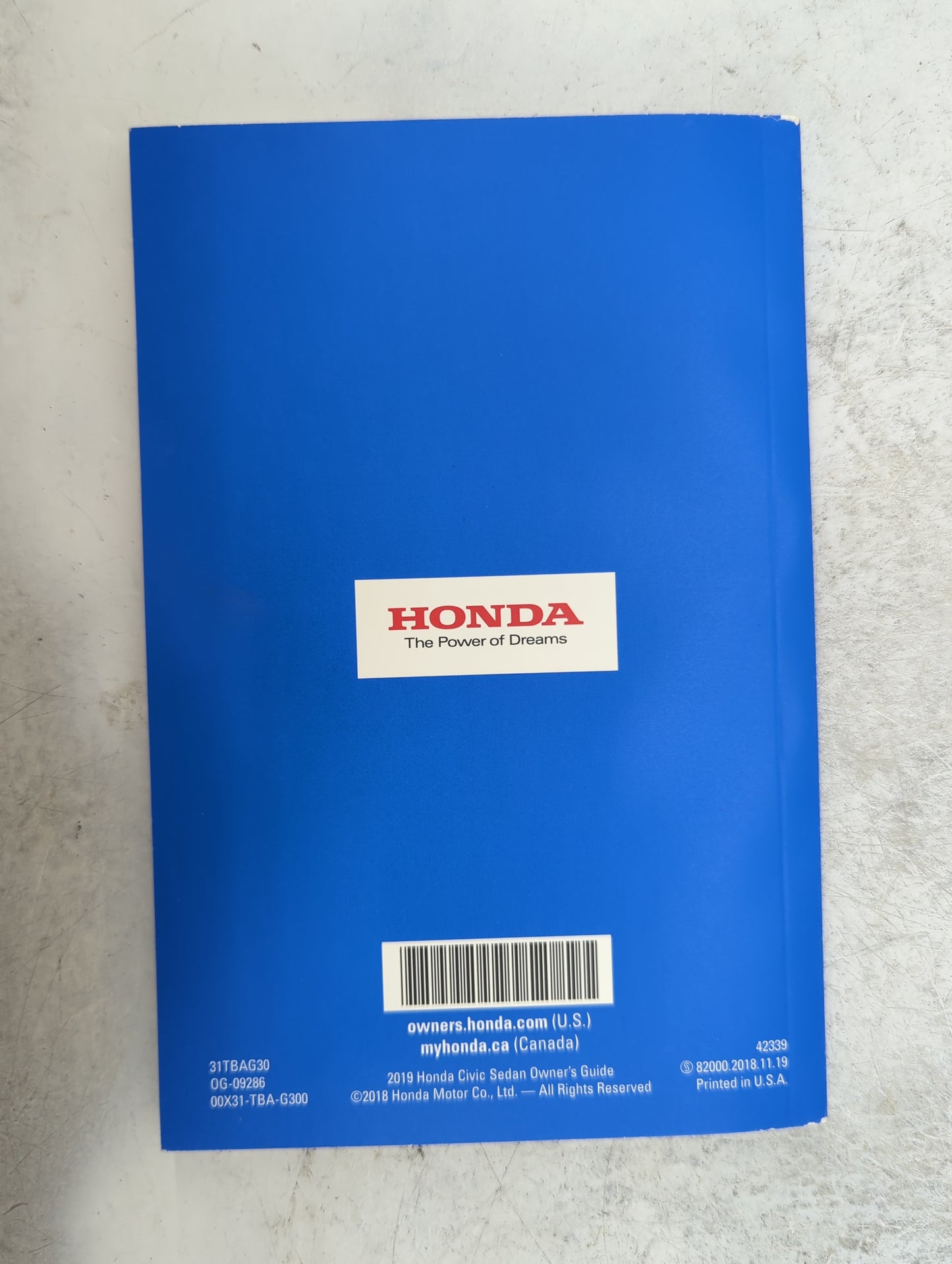 2019 Honda Civic Owners Manual Book Guide OEM Used Auto Parts - Oemusedautoparts1.com
