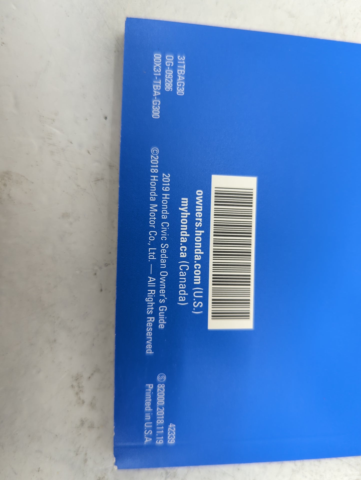 2019 Honda Civic Owners Manual Book Guide OEM Used Auto Parts - Oemusedautoparts1.com
