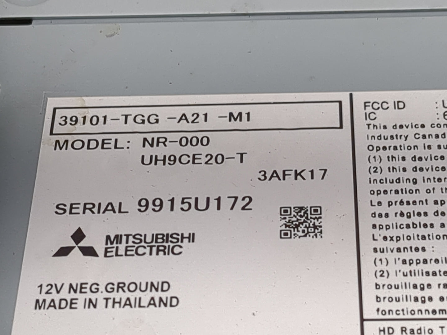 2019-2021 Honda Civic Radio AM FM Cd Player Receiver Replacement P/N:39101-TGG-A21-M1 NR-000, UH9CE20-T Fits Fits 2019 2020 
