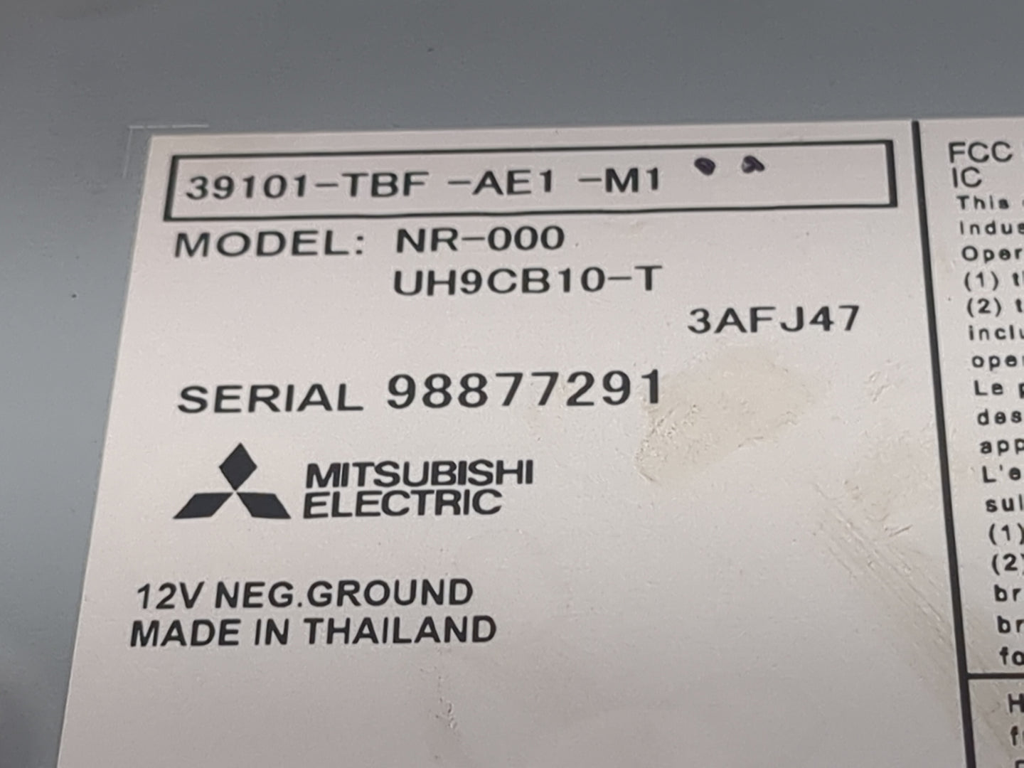 2019-2021 Honda Civic Radio AM FM Cd Player Receiver Replacement P/N:39101-TBF-AE1-M1 Fits Fits 2019 2021 OEM Used Auto Part