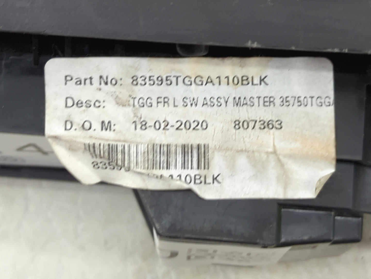 2016-2021 Honda Civic Master Power Window Switch Replacement Driver Side Left P/N:83595TGGA110BLK 35750TGGA Fits OEM Used Au
