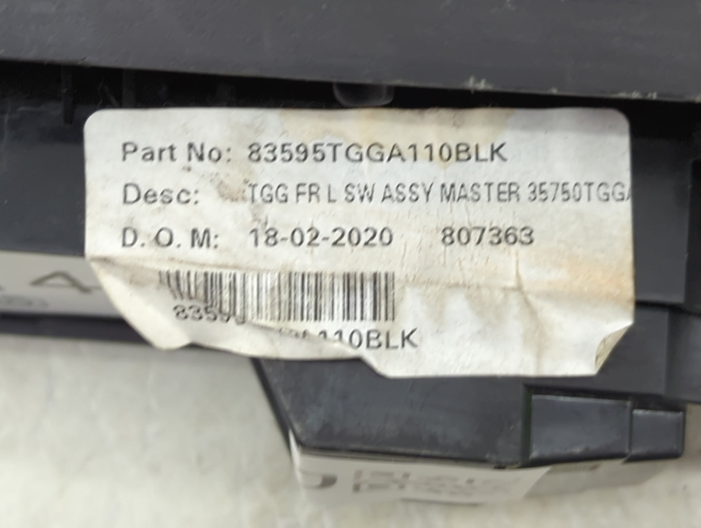 2016-2021 Honda Civic Master Power Window Switch Replacement Driver Side Left P/N:83595TGGA110BLK 35750TGGA Fits OEM Used Au