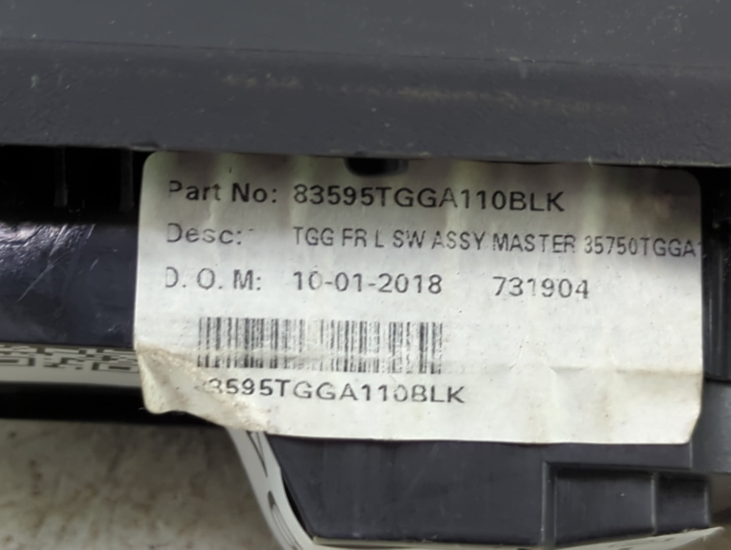 2016-2021 Honda Civic Master Power Window Switch Replacement Driver Side Left P/N:83595TGGA110BLK 35750TGGA1 Fits OEM Used A