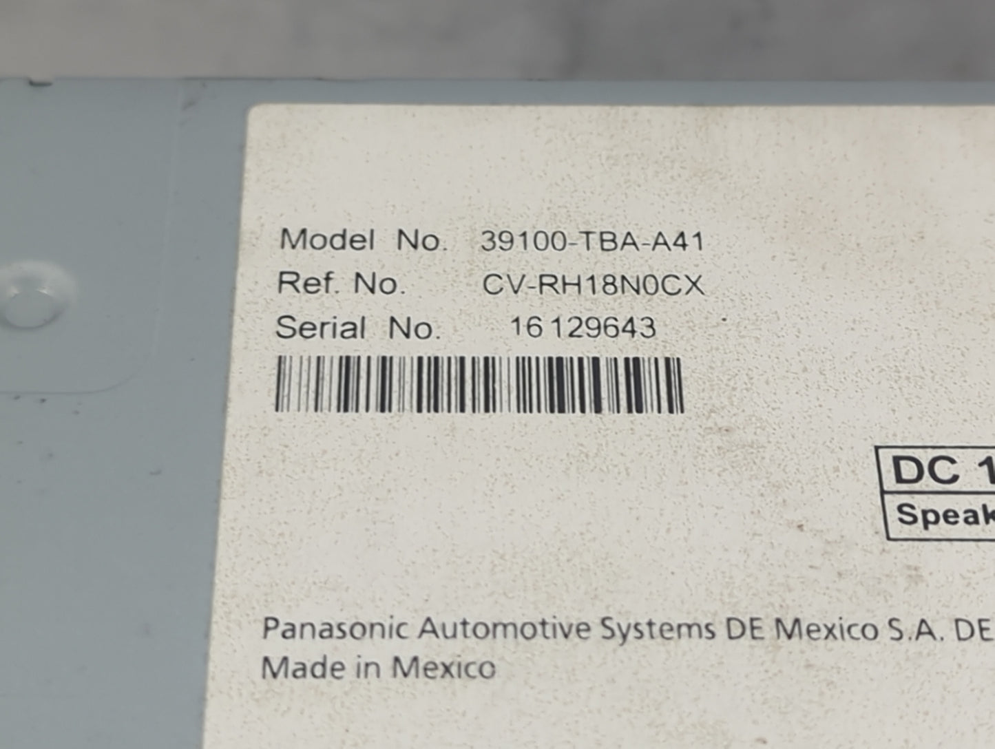 2019-2021 Honda Civic Radio AM FM Cd Player Receiver Replacement P/N:39100-TBA-A41 CV-RH18N0CX Fits Fits 2019 2020 2021 OEM 