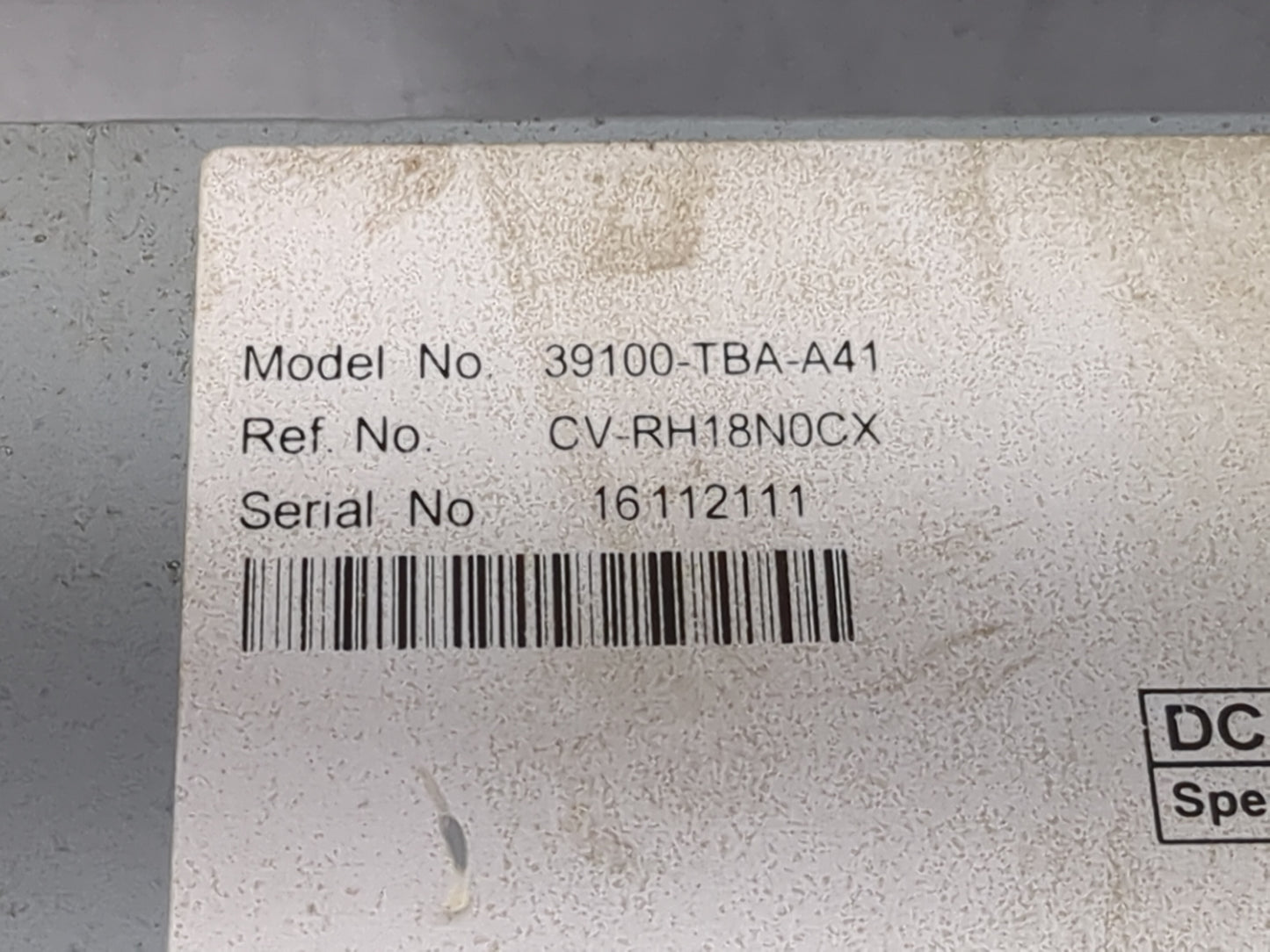 2019-2021 Honda Civic Radio AM FM Cd Player Receiver Replacement P/N:39100-TBA-A41 CV-RH18N0CX Fits Fits 2019 2020 2021 OEM 