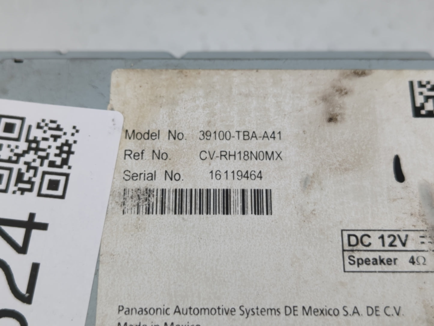 2019-2021 Honda Civic Radio AM FM Cd Player Receiver Replacement P/N:39100-TBA-A41 Fits Fits 2019 2020 2021 OEM Used Auto Pa