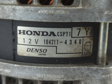 2017-2022 Honda Civic Alternator Replacement Generator Charging Assembly Engine OEM P/N:104211-4340 Fits OEM Used Auto Parts